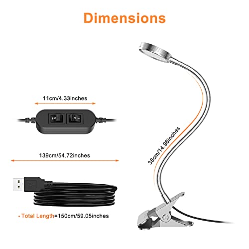 Clip on Light/Reading Light/Book Light Color Changeable/Night Light Clip on for Desk, Bed Headboard and Computers (Silver)