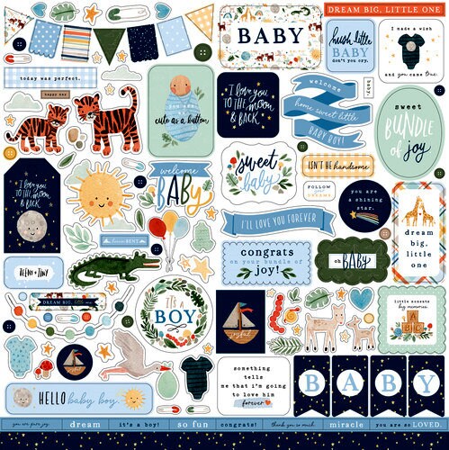 Echo Park Welcome Baby Boy 12 x 12 Cardstock Stickers