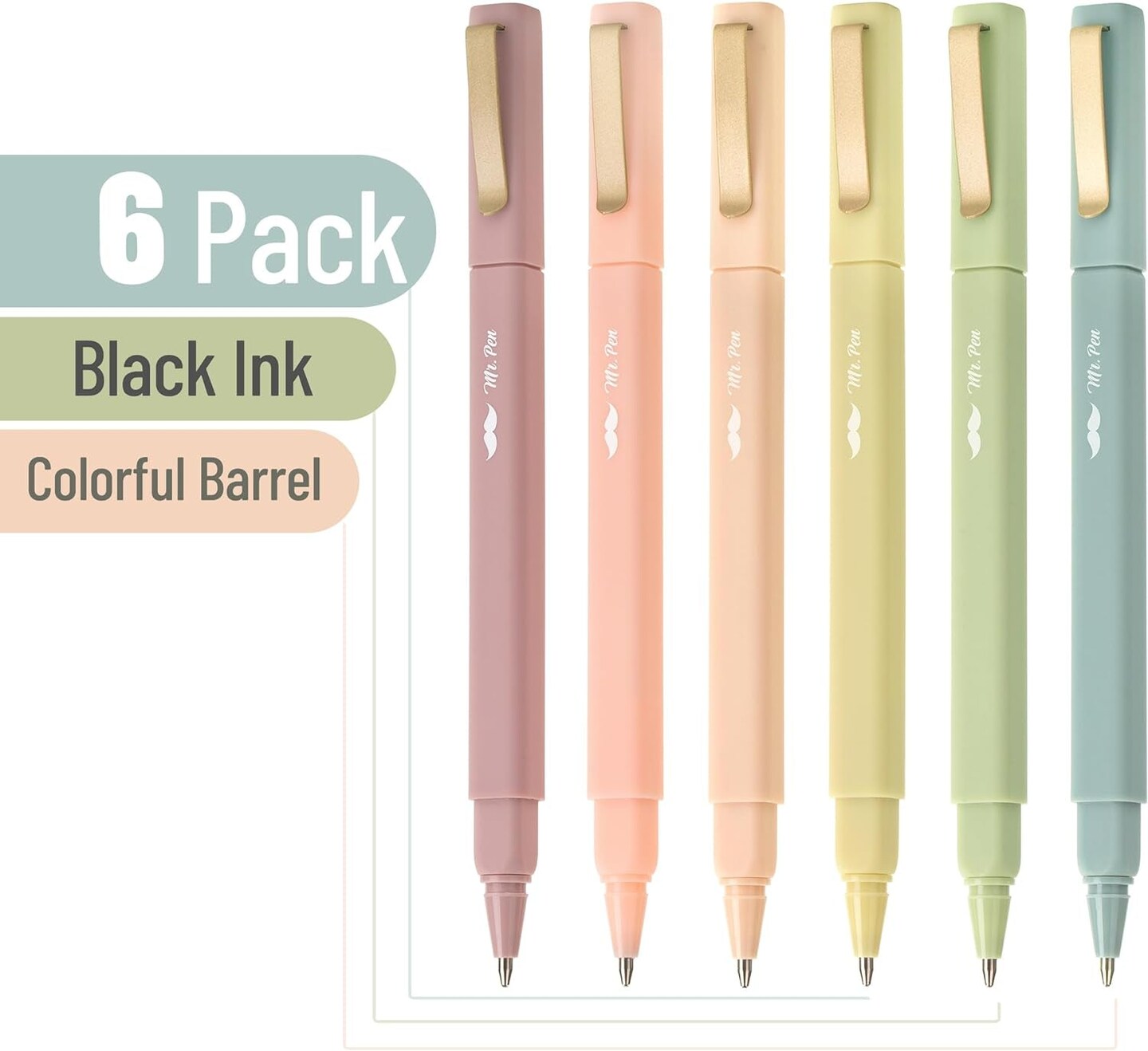 - Aesthetic Pens, 6 Pack, Black Ink, Fast Dry, No Smear Bible Pens No Bleed Through, Fine Point Pen, Ballpoint Pens Ballpoint, Fine Tip Pens for Note Taking, Pens Aesthetic