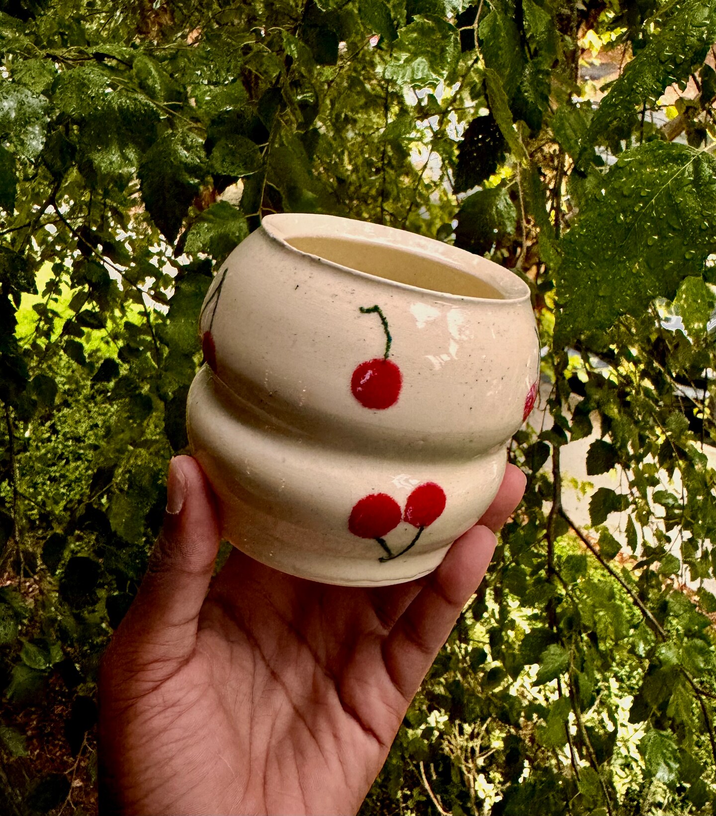 Cherry Curves- Ceramic Jar