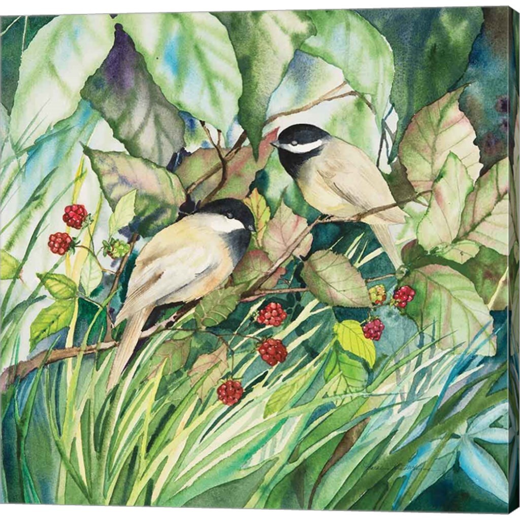 Chickadees Sq by Kathleen Parr McKenna 12" x 12" Canvas Wall Art | Michaels