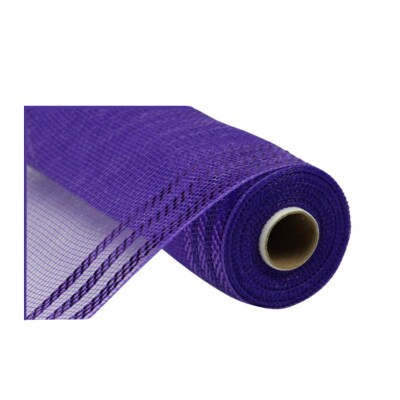 10&#x22;x10yd Border Stripe Metallic Mesh - Purple with Purple Foil - Premium Wreath Supplies-RE850223