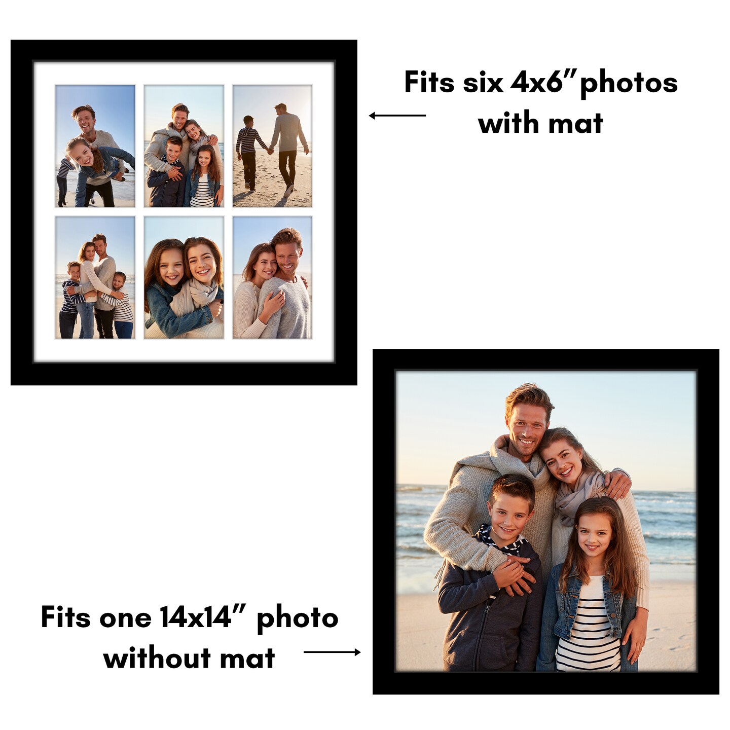 Americanflat 14x14 Collage Picture Frame - Fits Six 4x6 Photos or One 14x14 Photo