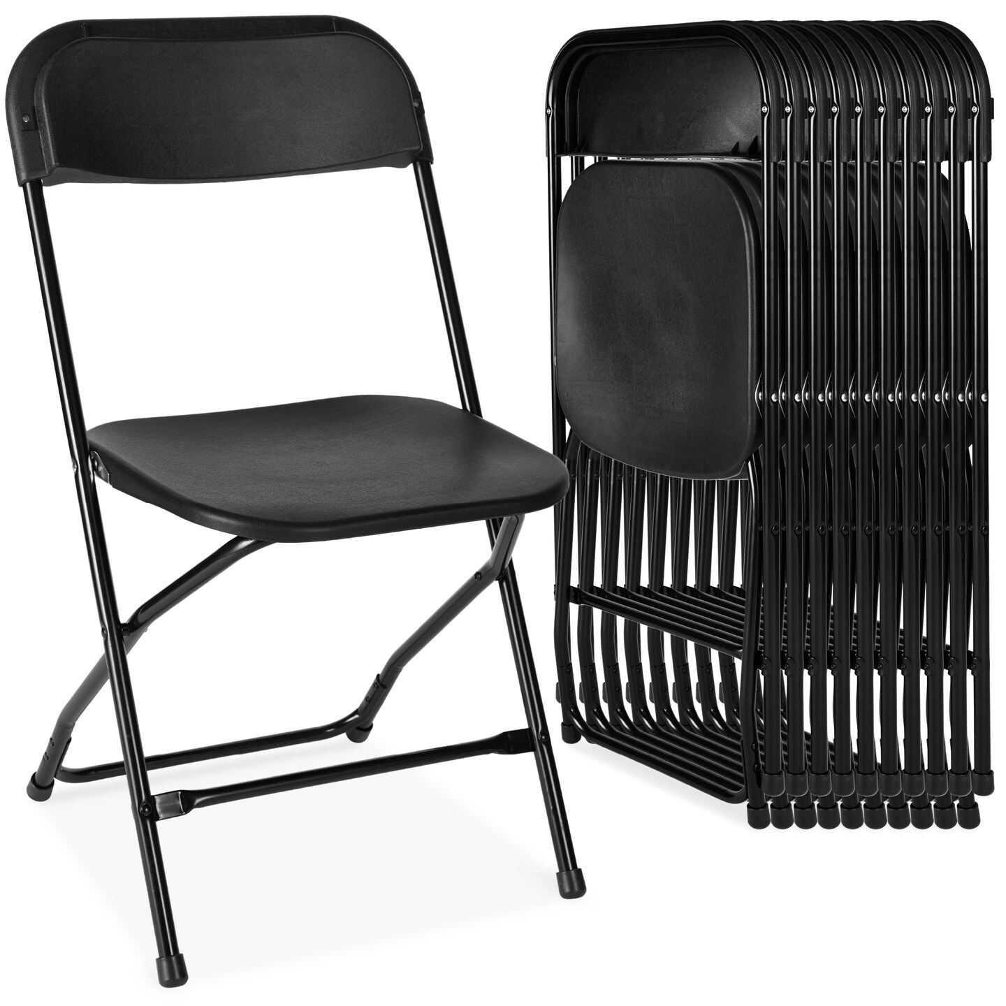 Best Choice Products Set of 10 Folding Stacking Plastic Chairs w/ Non-Slip Feet, 350lb Capacity