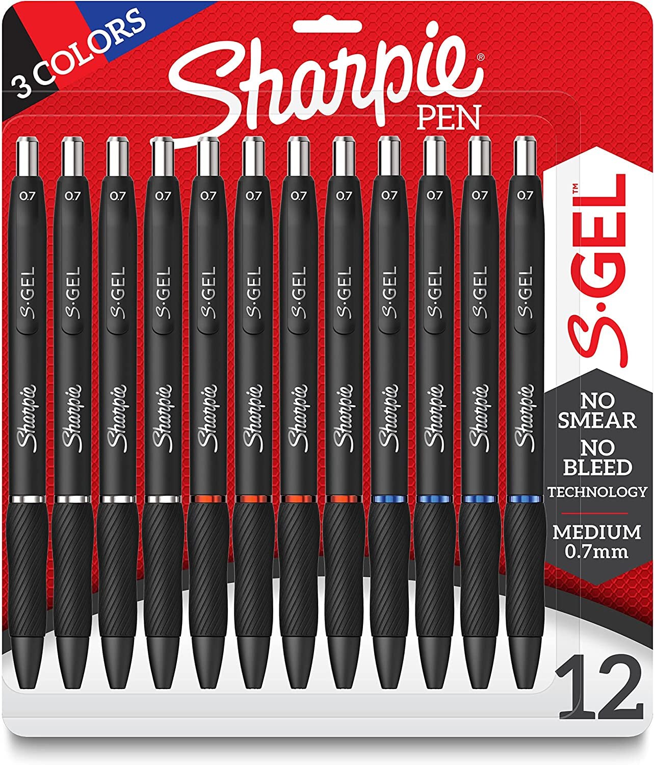 S-Gel, Gel Pens, Medium Point (0.7Mm), Assorted Colors, 12 Count