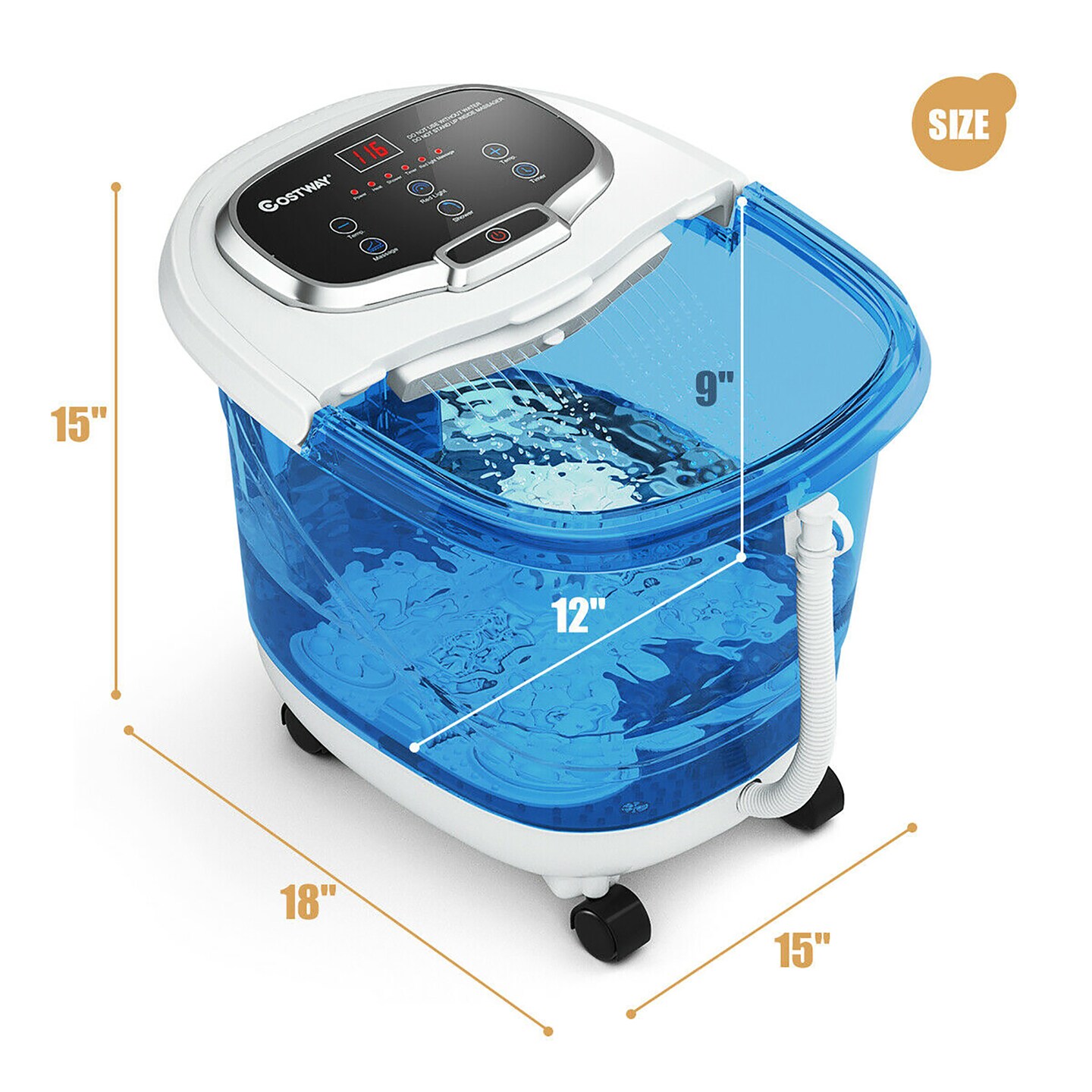 Costway Portable Foot Spa Bath Motorized Massager Electric Feet Salon Tub with Shower Blue&White/Blue/Coffee/Grey/Black