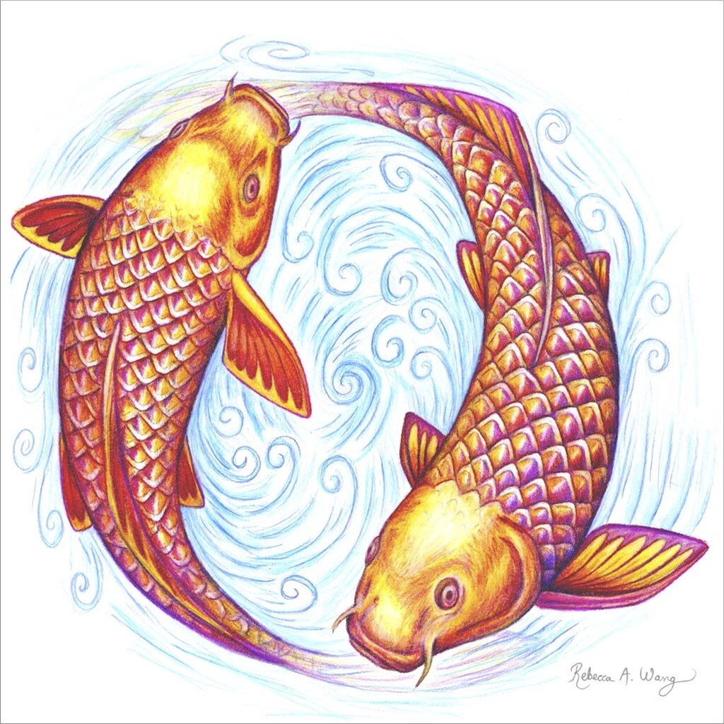 Pisces by Rebecca Wang Art 12&#x22; x 12&#x22; Canvas Wall Art