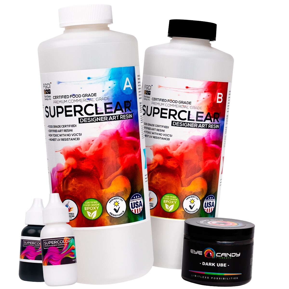 Super Clear Craft Art Resin Kit, Create Your Own DARK Ocean Resin Crafts! Includes Epoxy, Mica Colors & Supercolors Pigment Dispersion colors