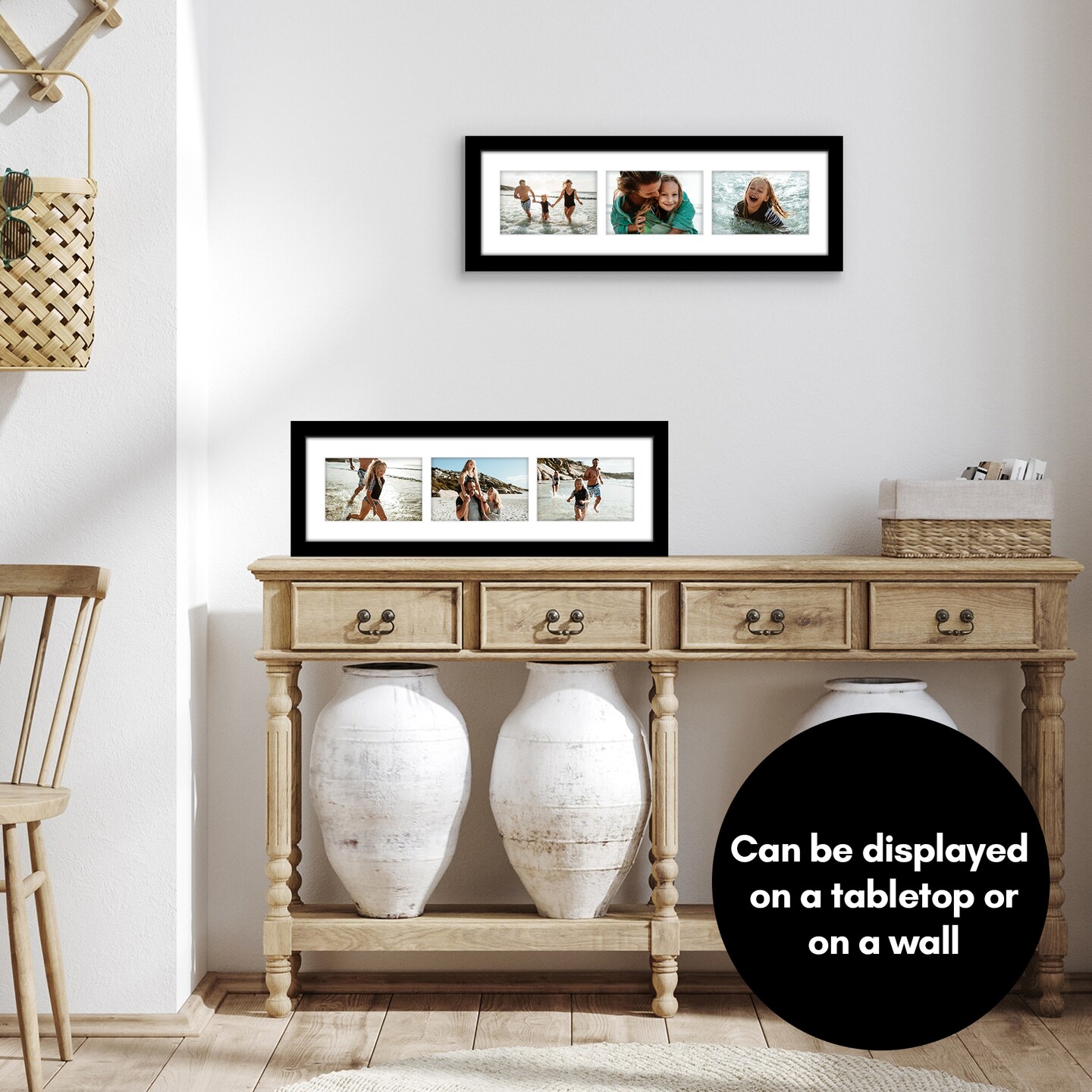 Americanflat 6x20 Collage Picture Frame - Fits Three 4x6 Photos or One 6x20 Picture