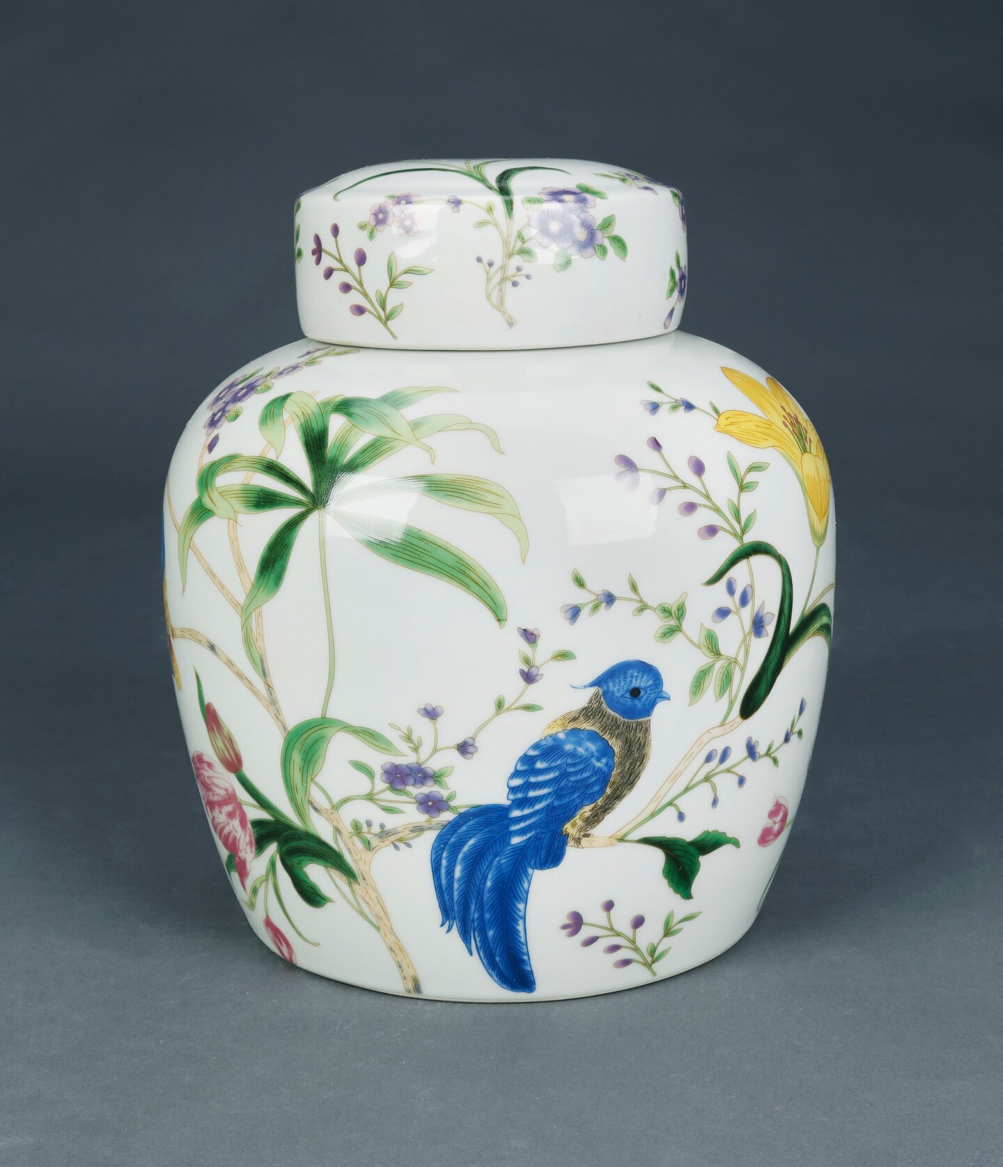 AA Importing Birds and Flowers Round Ginger Jar with Lid