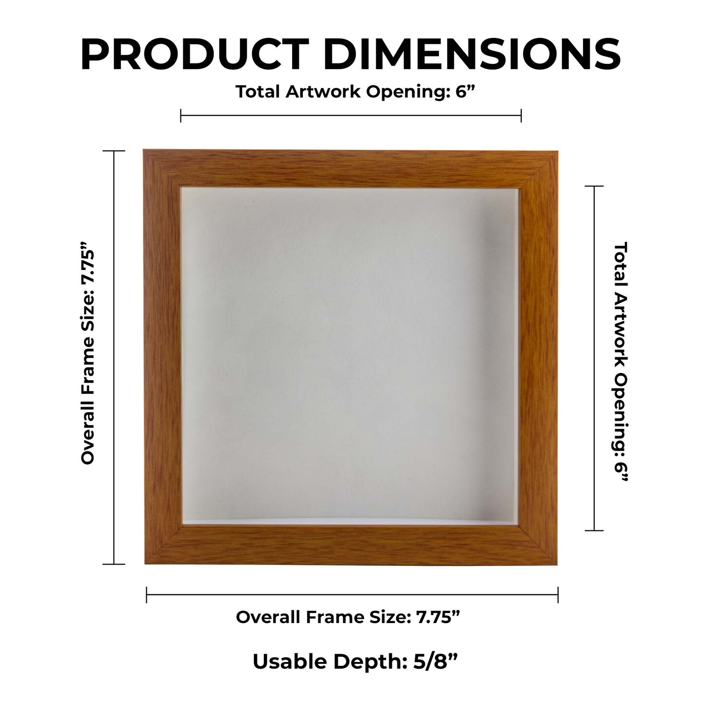 Warm Honey Brown Wood Shadow Box Frame with Acrylic Front - White Suede Backing, 30 Sizes