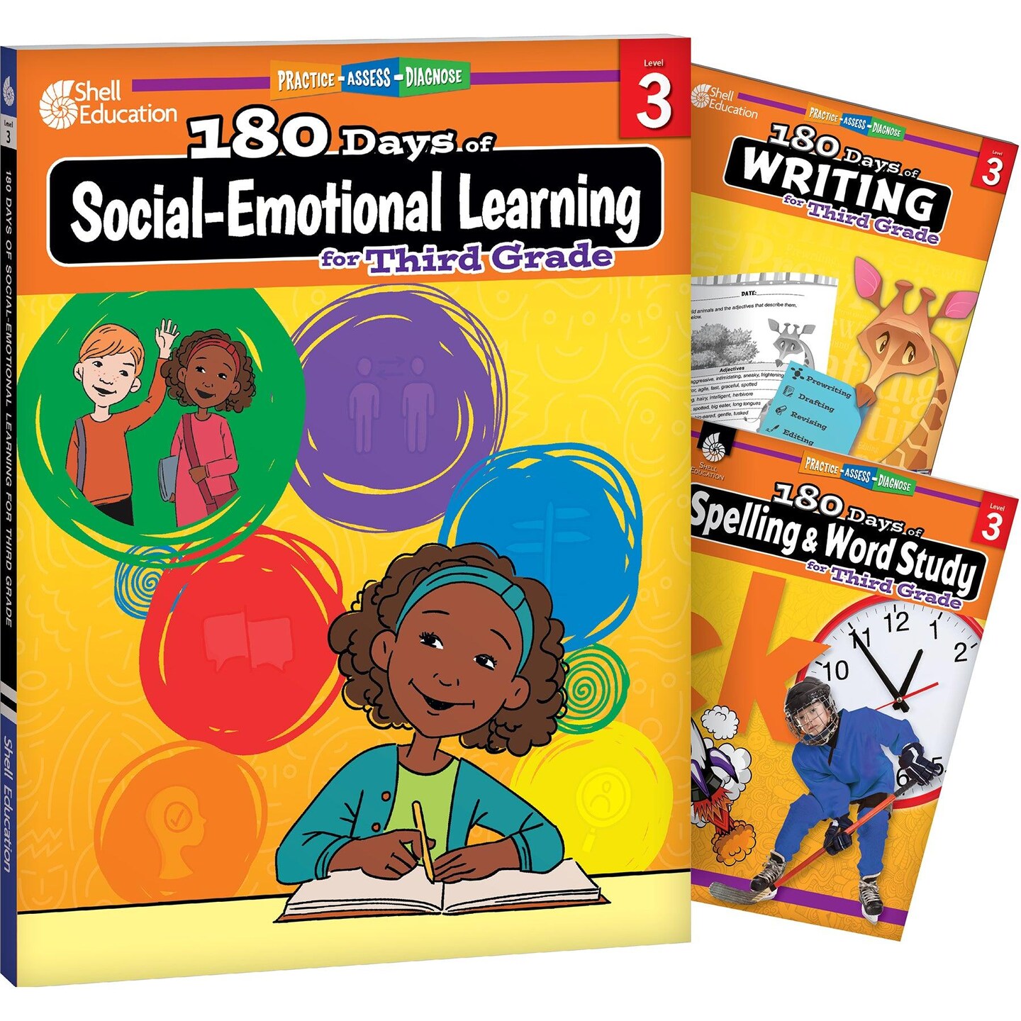 180 Days Books: Social-Emotional Learning, Writing, & Spelling for Grade 3 - Set of 3 Books