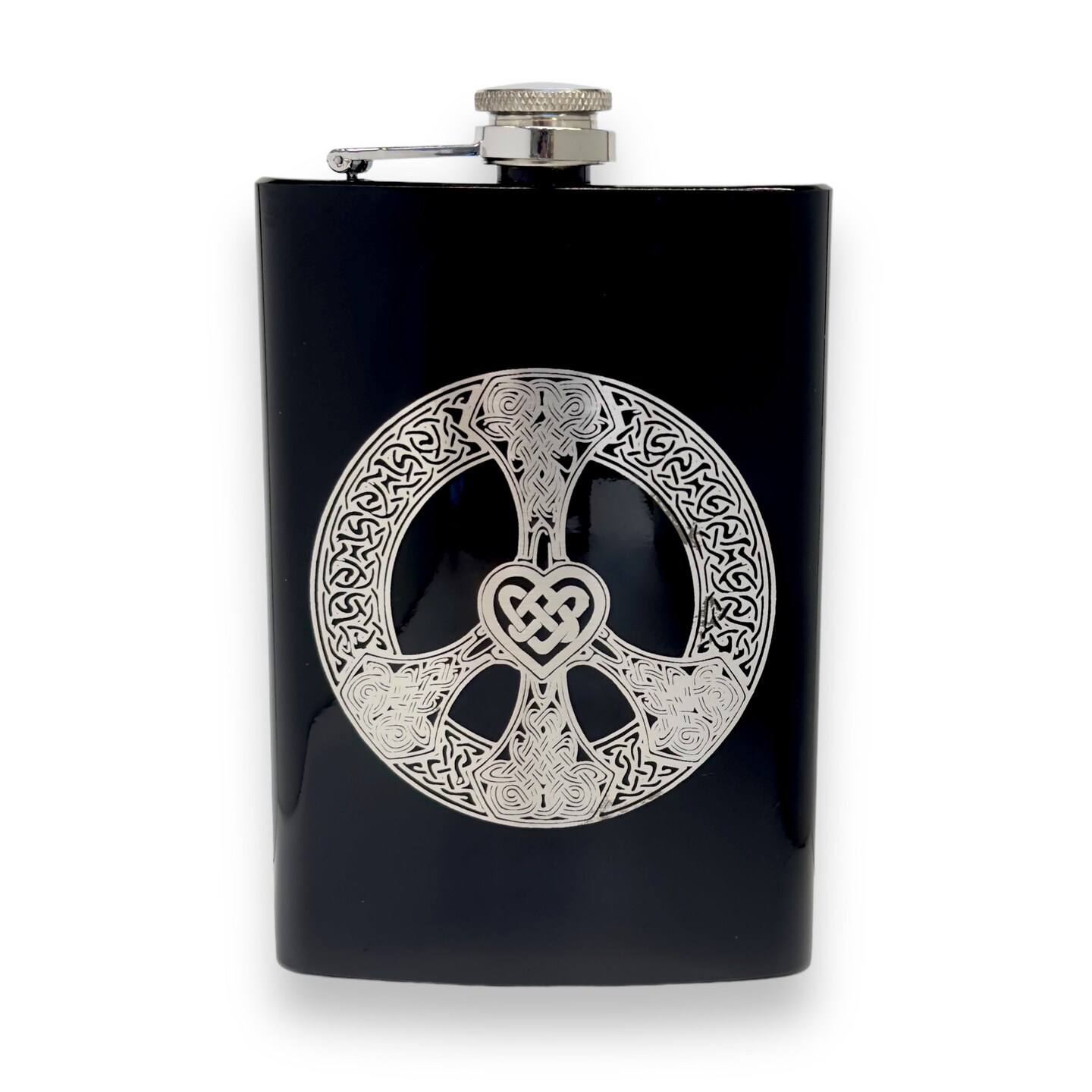 8oz BLACK Celtic Love and Peace Flask 8oz BLACK Celtic Love and Peace Flask