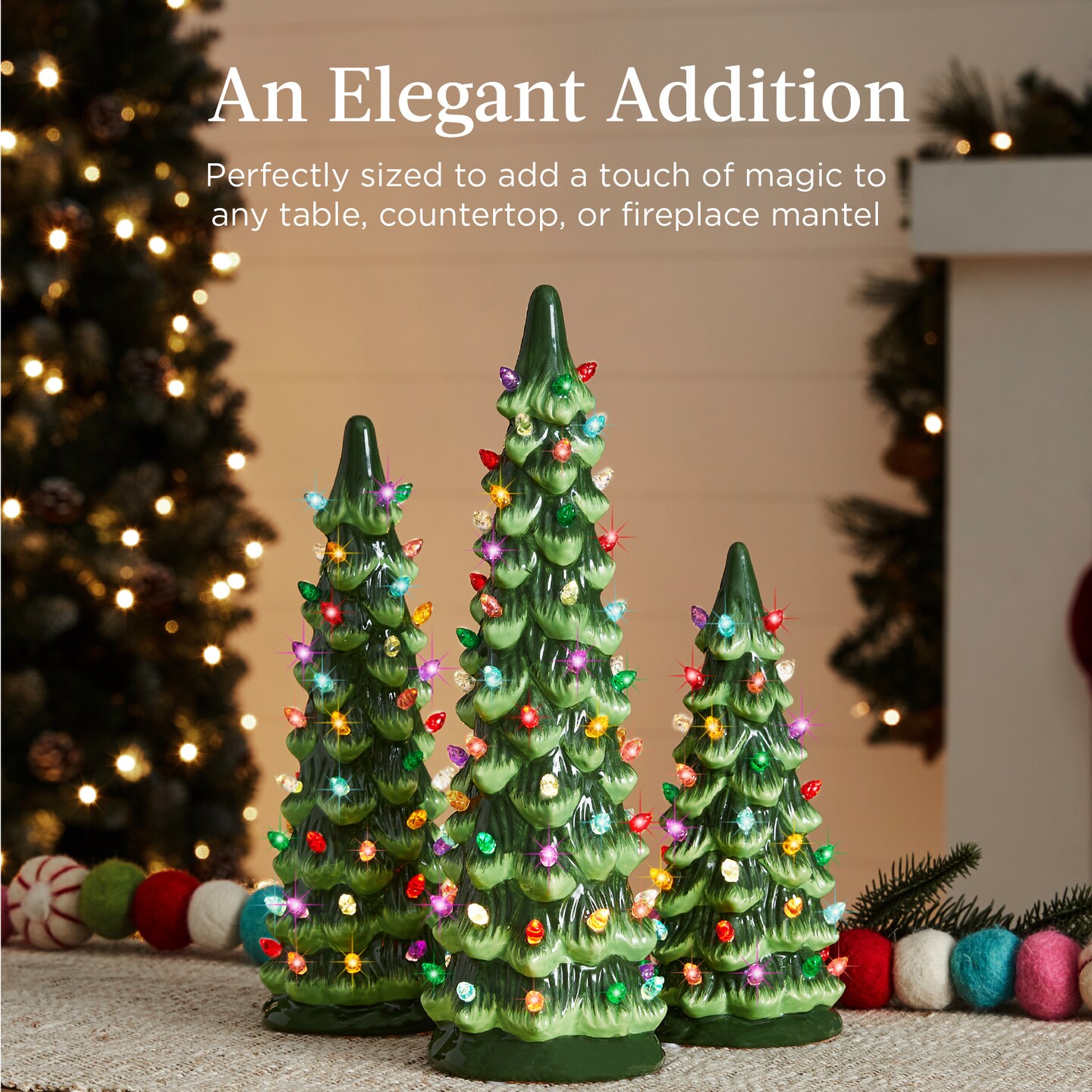 Best Choice Products Set of 3 Pre-Lit Hand-Painted Ceramic Tabletop Christmas Trees