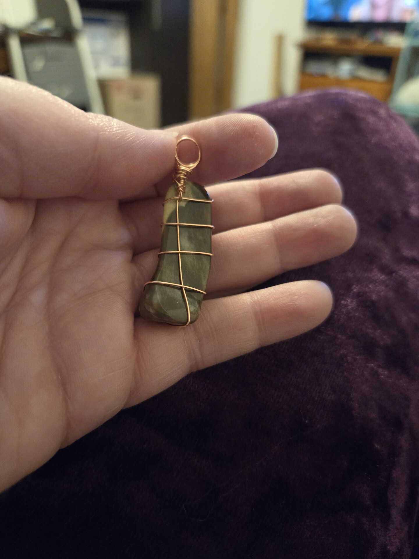 Factory Wire wrapped petrified wood/agate pendant