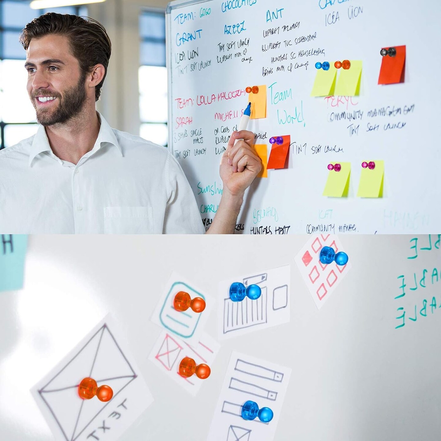 90 Pieces Colorful Strong Magnetic Push Pin Magnets, Office Classroom Magnets,8 Assorted Color, Perfect to use as Kitchen Home and School, Map Magnets,Whiteboard Magnets