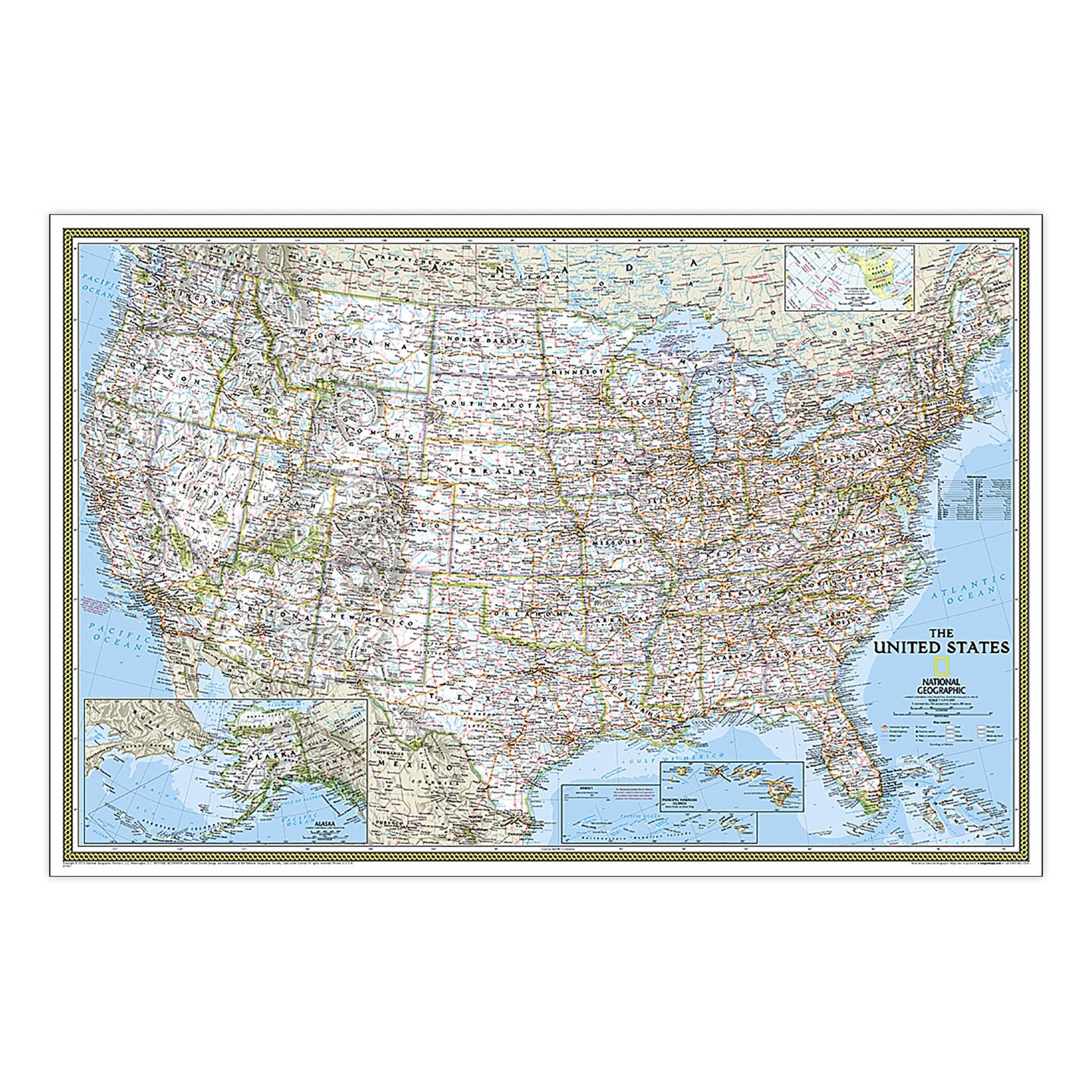 United States Classic Map, Poster Size and Laminated, 36&#x22; x 24&#x22;