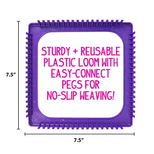 Made By Me Ultimate Weaving Loom, Includes 378 Craft Loops & 1 Weaving Loom with Tool, Makes 25 Projects, 9 Rainbow Colors of Weaving Loops, Hook & Loop Potholder Kit, DIY Weaving Kit