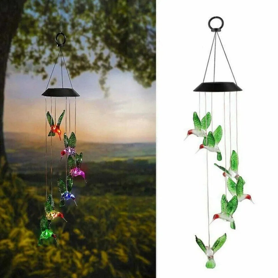 colorful Hummingbird Solar Gift Light Color Changing LED Garden Hanging Light