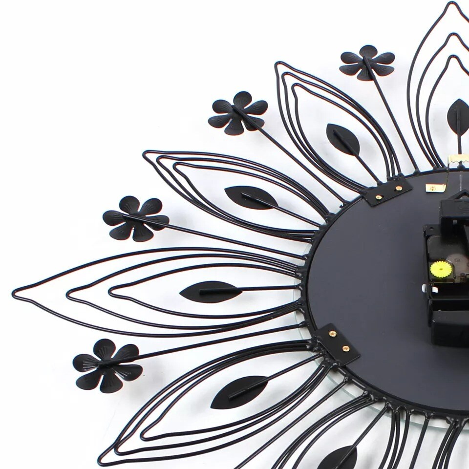 90x64cm Pendulum Clock Flower Shaped Wall Mount Modern Home Decor Art Clock