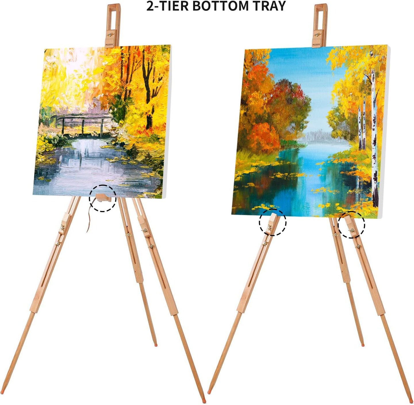 MEEDEN Tripod Field Painting Easel with Carrying Case - Solid Beech Wood Universal Tripod Easel Portable Painting Artist Easel, Perfect for Painters Students, Landscape Artists, Hold Canvas up to 44