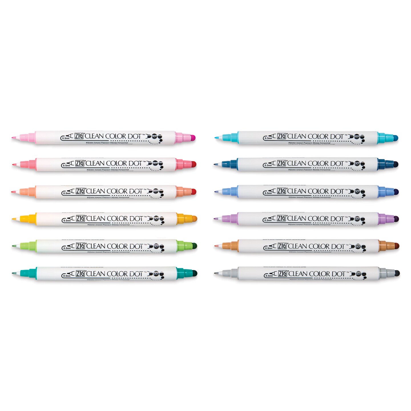 Zig Clean Color Dot Markers - Set of 12, Assorted Colors