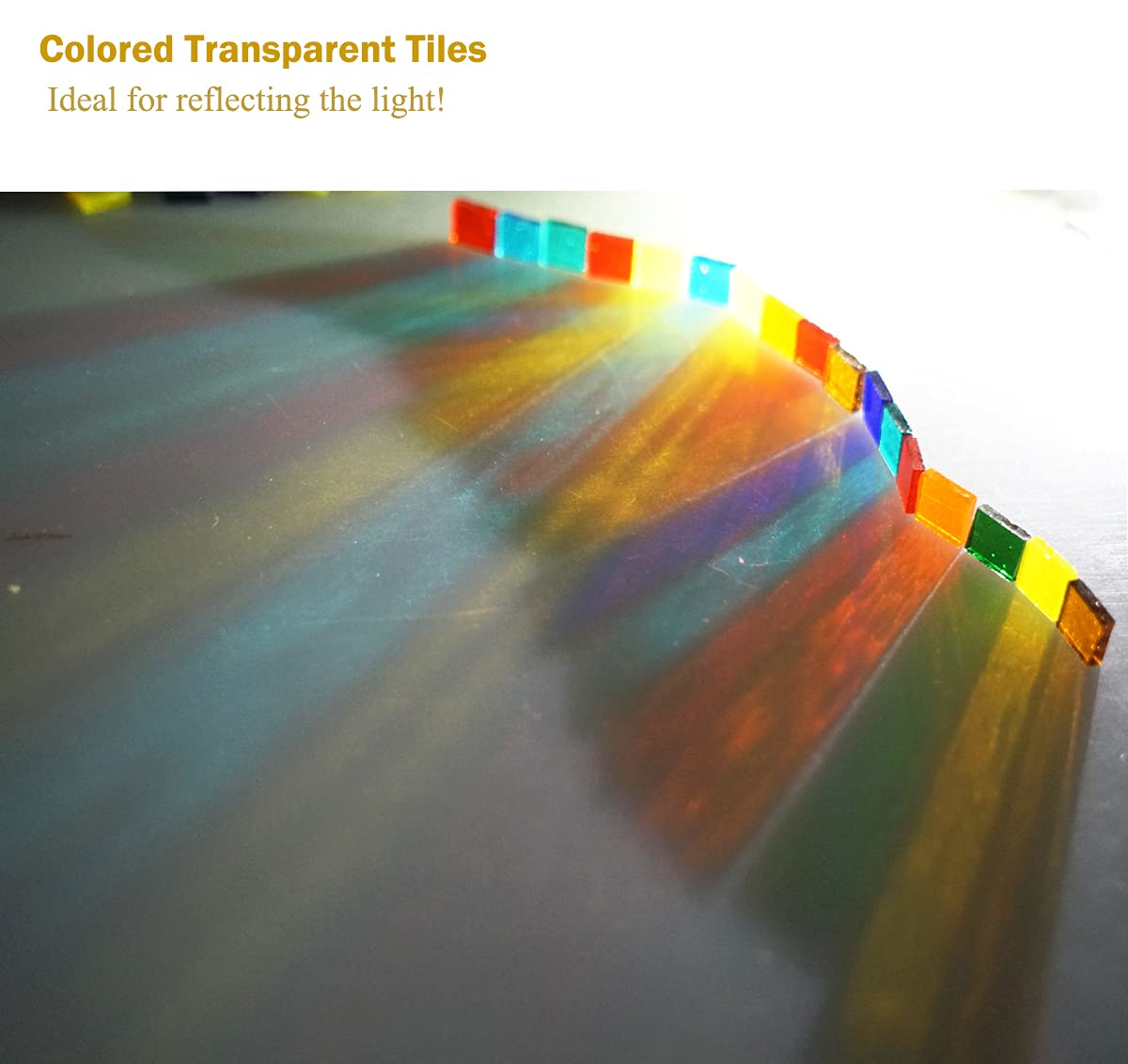 Transparent Square Glass Mosaic Tiles Pieces Stained Glass for Crafts, Mixed colors and Patterns, 500g/1.1lb