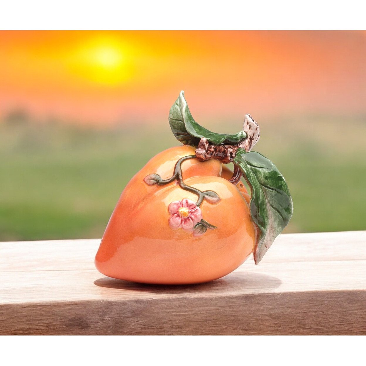 Ceramic Peach Figurine 6.5 Inch HomeMom