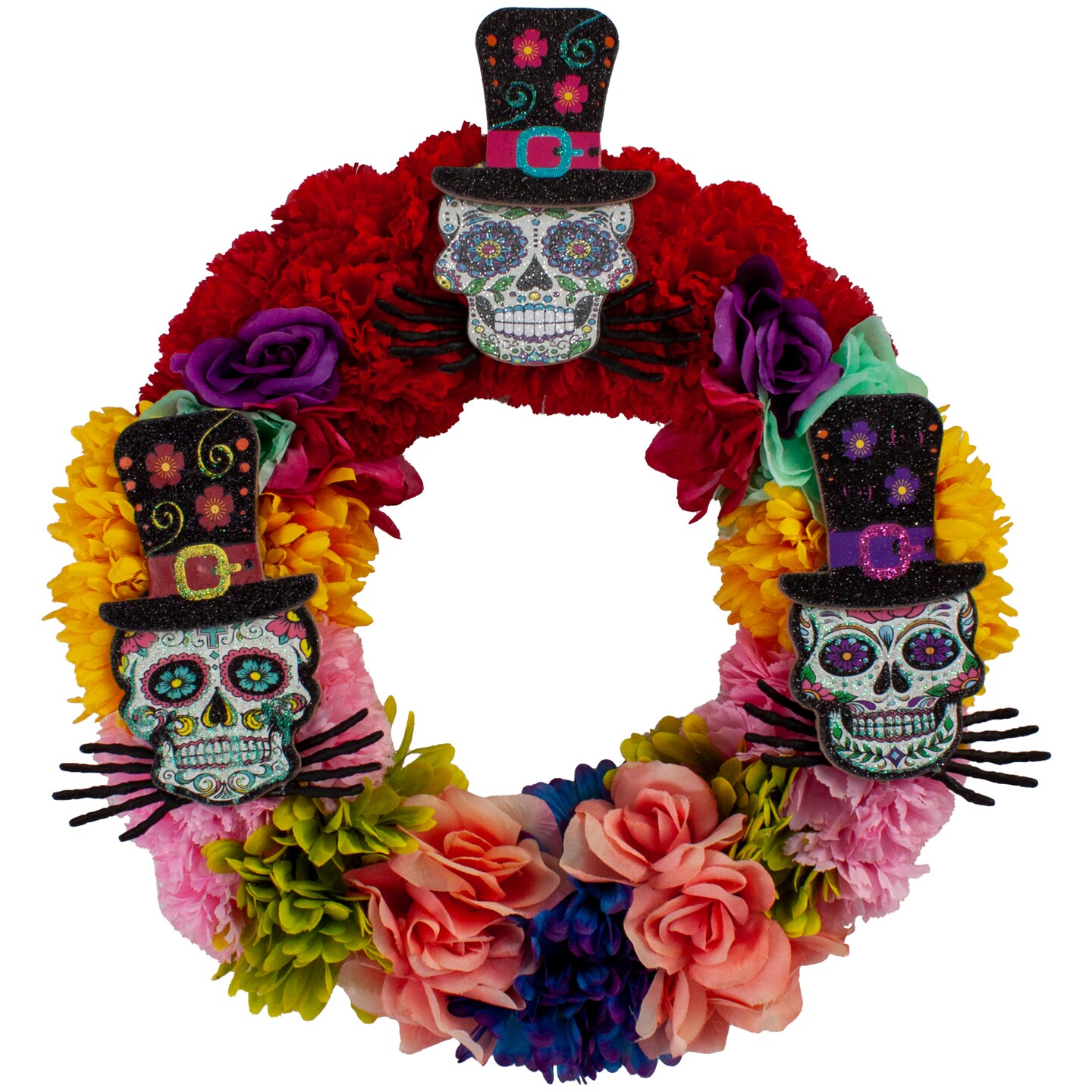 Red hot Rose Day of the Dead Wreath