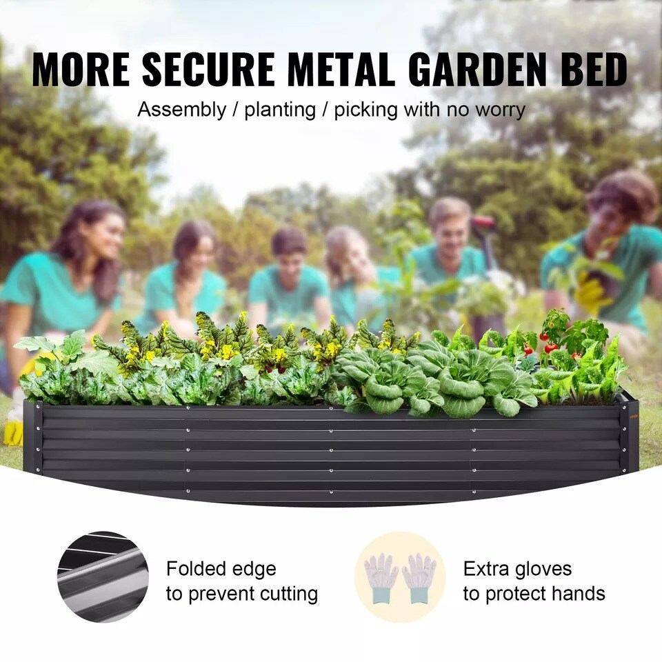 VEVOR Galvanized Raised Garden Bed Planter Box 94.5x47.2x23.6&#x22; Flower Vegetable