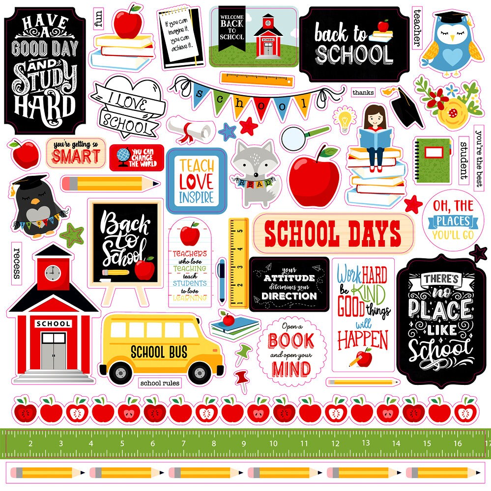 Echo Park School Rules 12 X 12 Cardstock Element Sticker Sheet