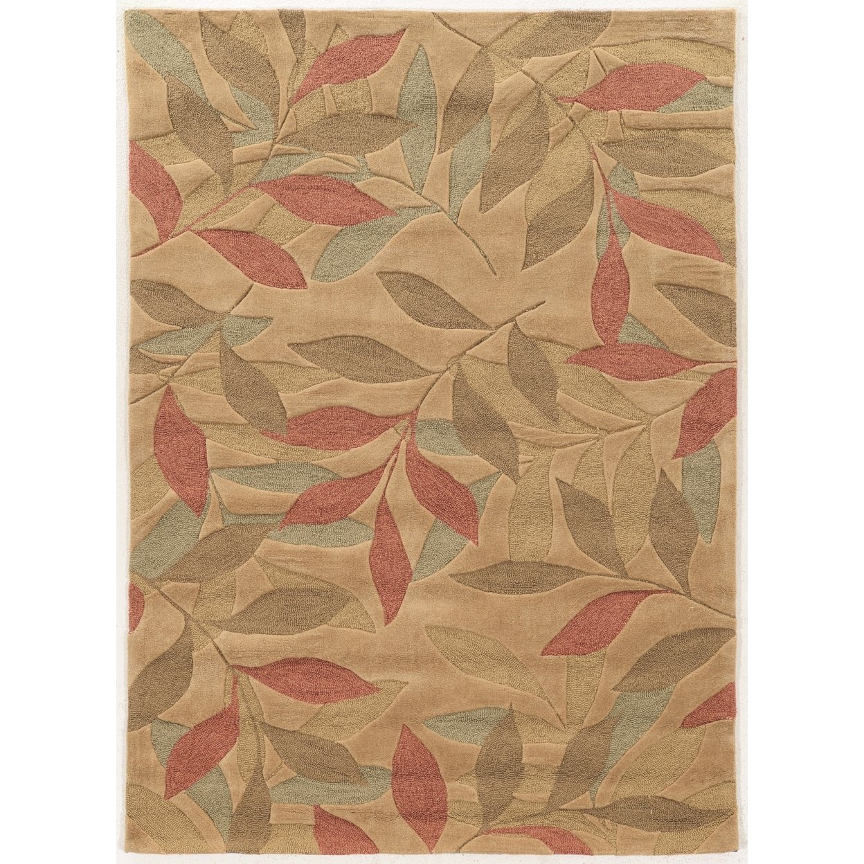 Trio Leaves Grey Area Rug 5X7 Contemporary Transitional Design Indoor