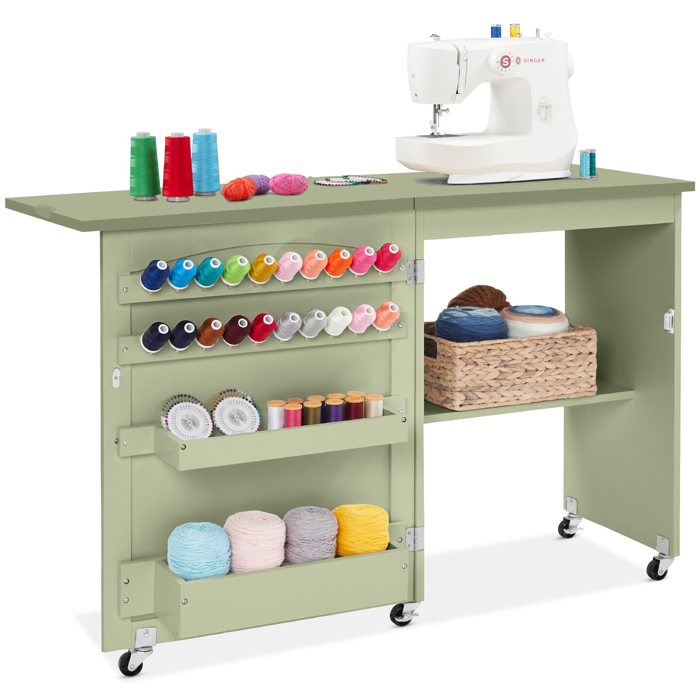 Best Choice Products Sewing Machine Table &#x26; Desk w/ Craft Storage and Trays