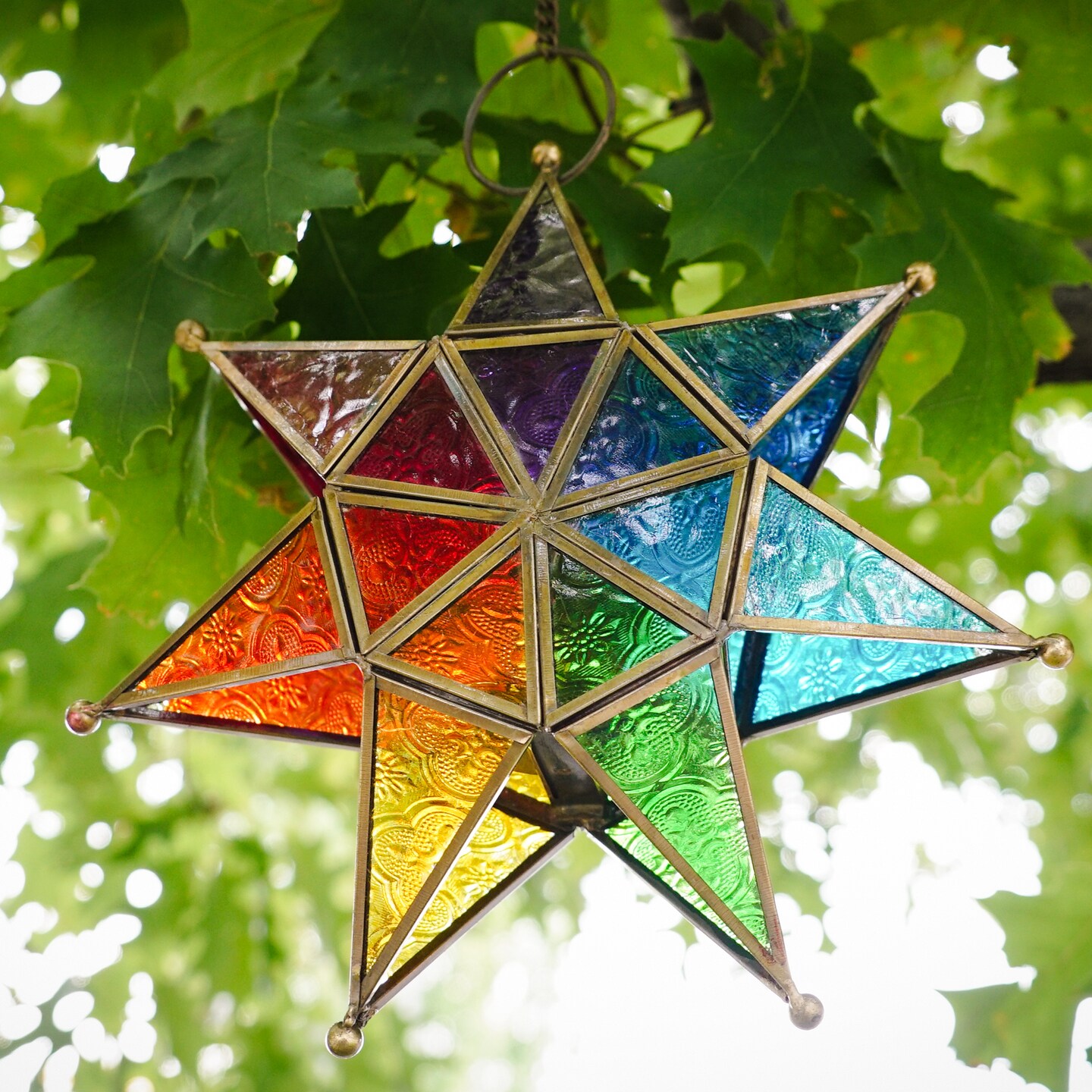 Rainbow Seven Point Star Tealight Lantern