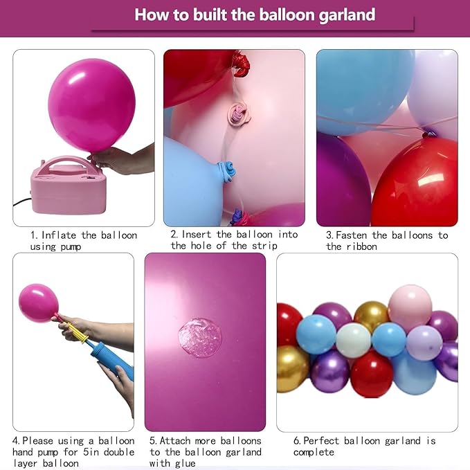 Pink Blue and Purple Balloon Arch Kit - Double-Stuffed Baby Blue & Pastel Purple Garland with Metallic Gold Accents for Princess Birthday, Baby Shower, & Hawaii Party Decor