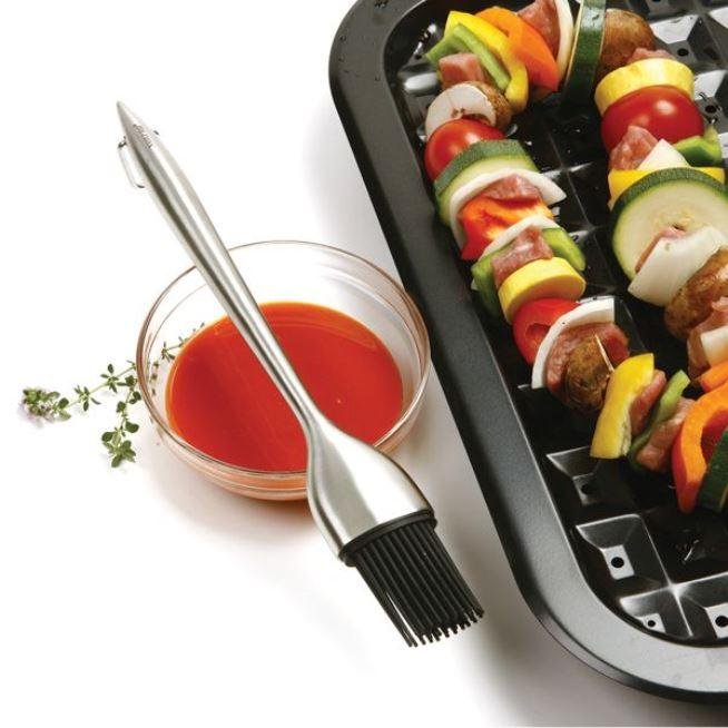 Norpro 12&#x22; Long Stainless Steel Handle Silicone BBQ Basting Brush