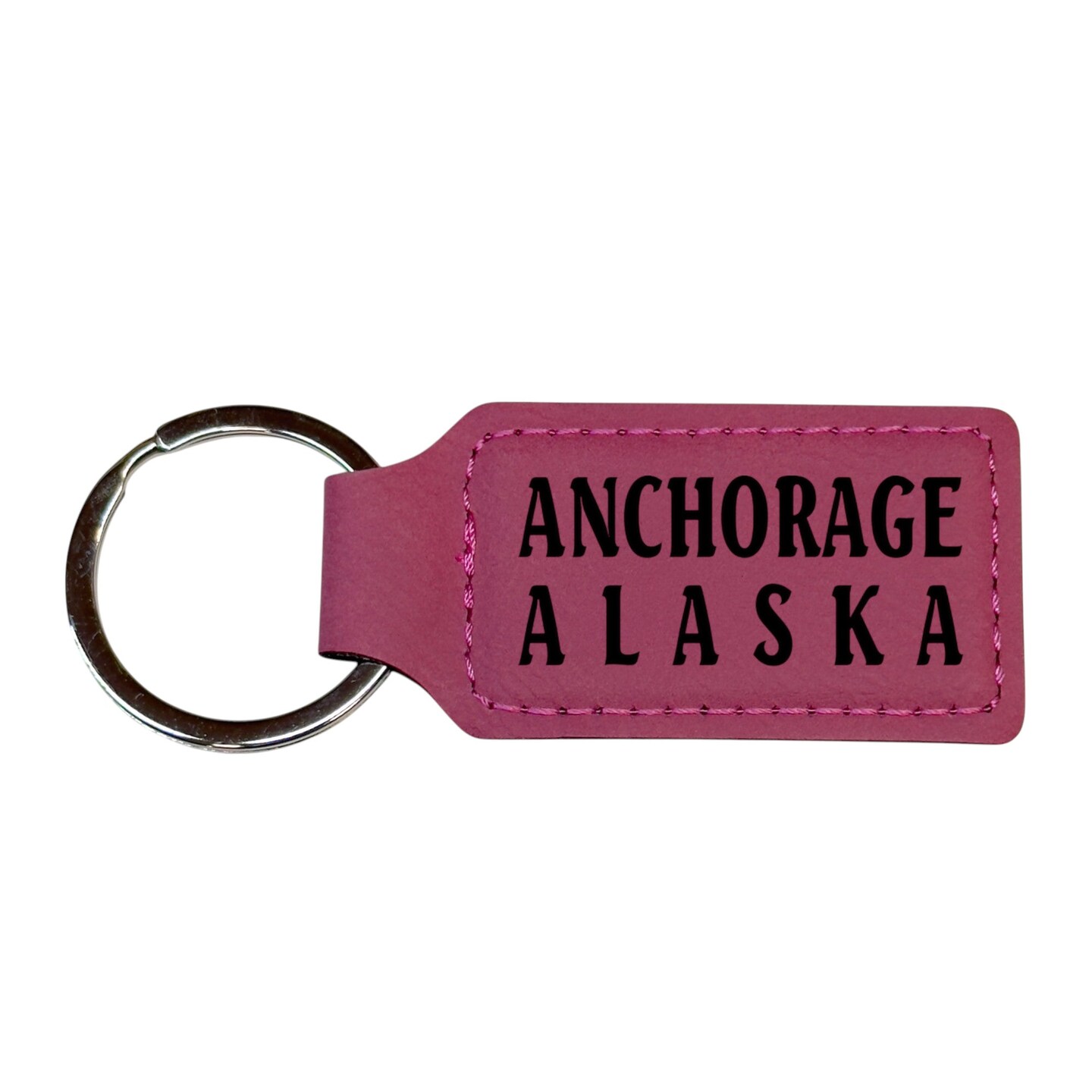 Keychain - Rectangle - Anchorage Alaska - Leather