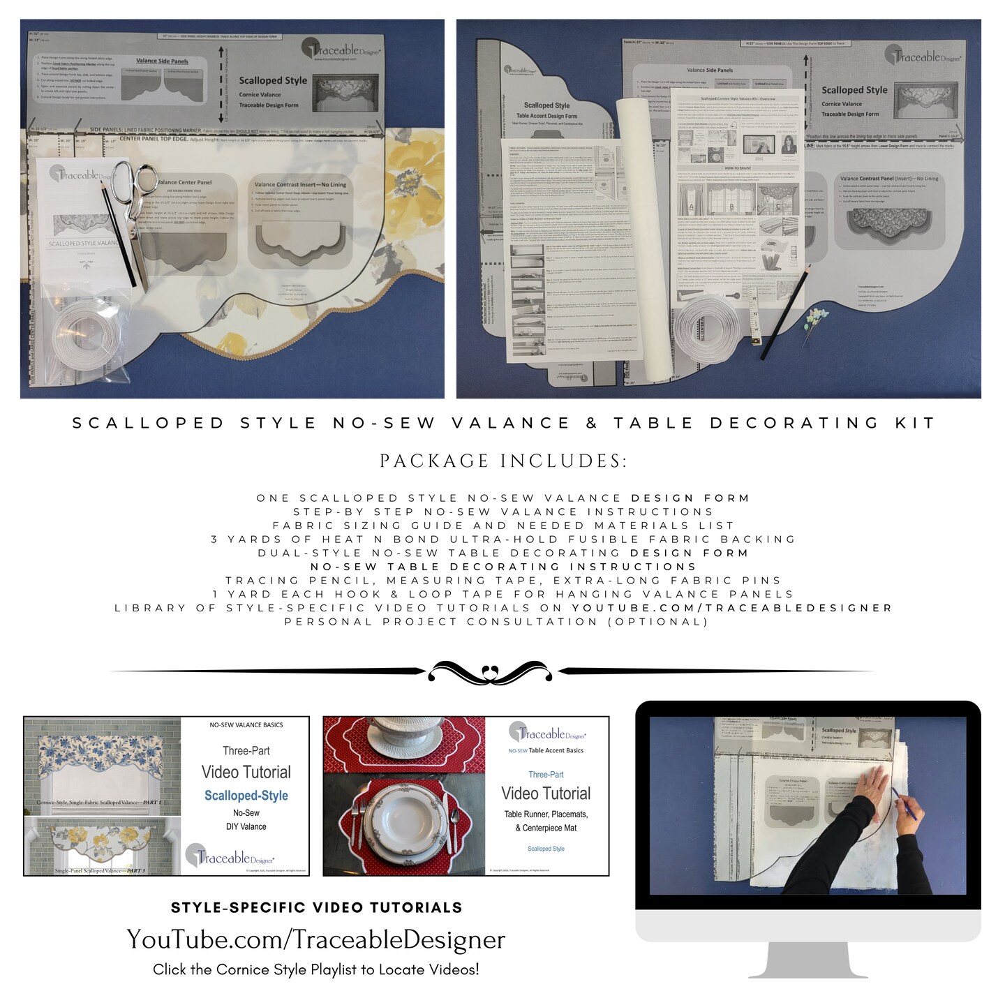 Scalloped Cornice-Valance Kit – Make Perfectly Shaped Window Treatments Without a Sewing Machine