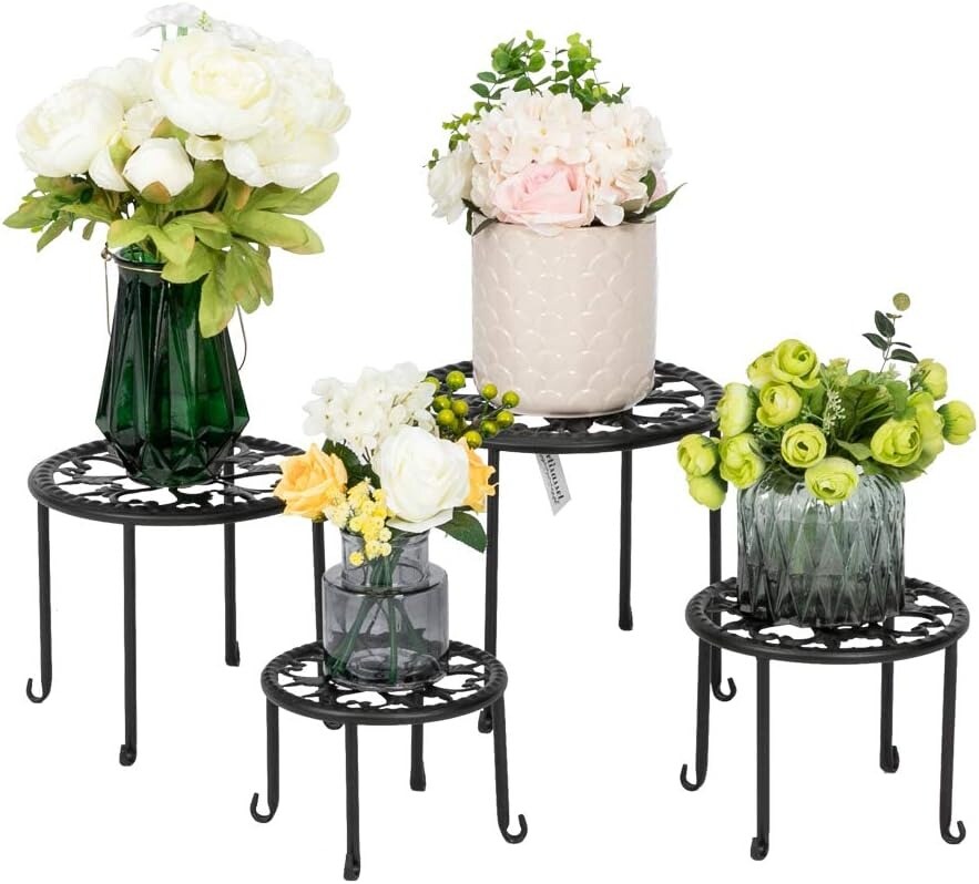 4-in-1 Round Ironwork Floor Display Plant Stand Racks
