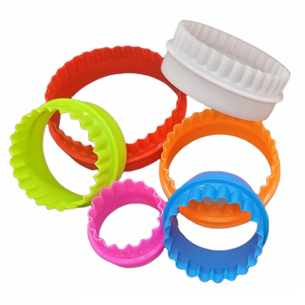 Handy Housewares 6pc Dual-Sided Biscuit / Cookie Dough Cutter Set, Straight Round and Scalloped Flower Edged, Dishwasher Safe