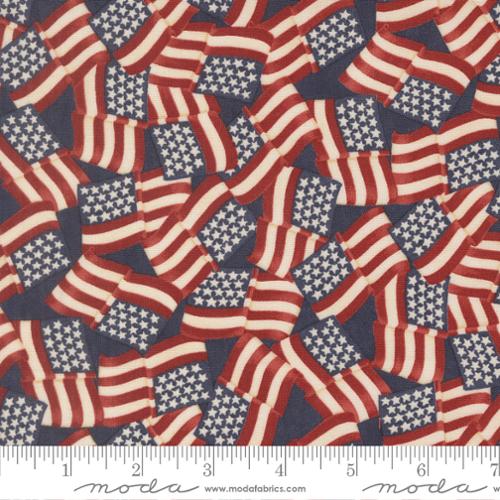 Fabric Moda Loyalty Blue Waving Flags America 250 Years by the Quarter Yard 56180-14