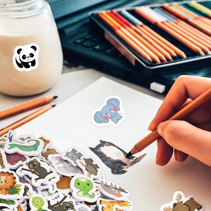 200 Pcs Animal Foam Stickers for Kids, Self‑Adhesive Jungle Safari Zoo Foam Labels for Back‑to‑School Crafts, Scrapbooking & Party Favor Decorations