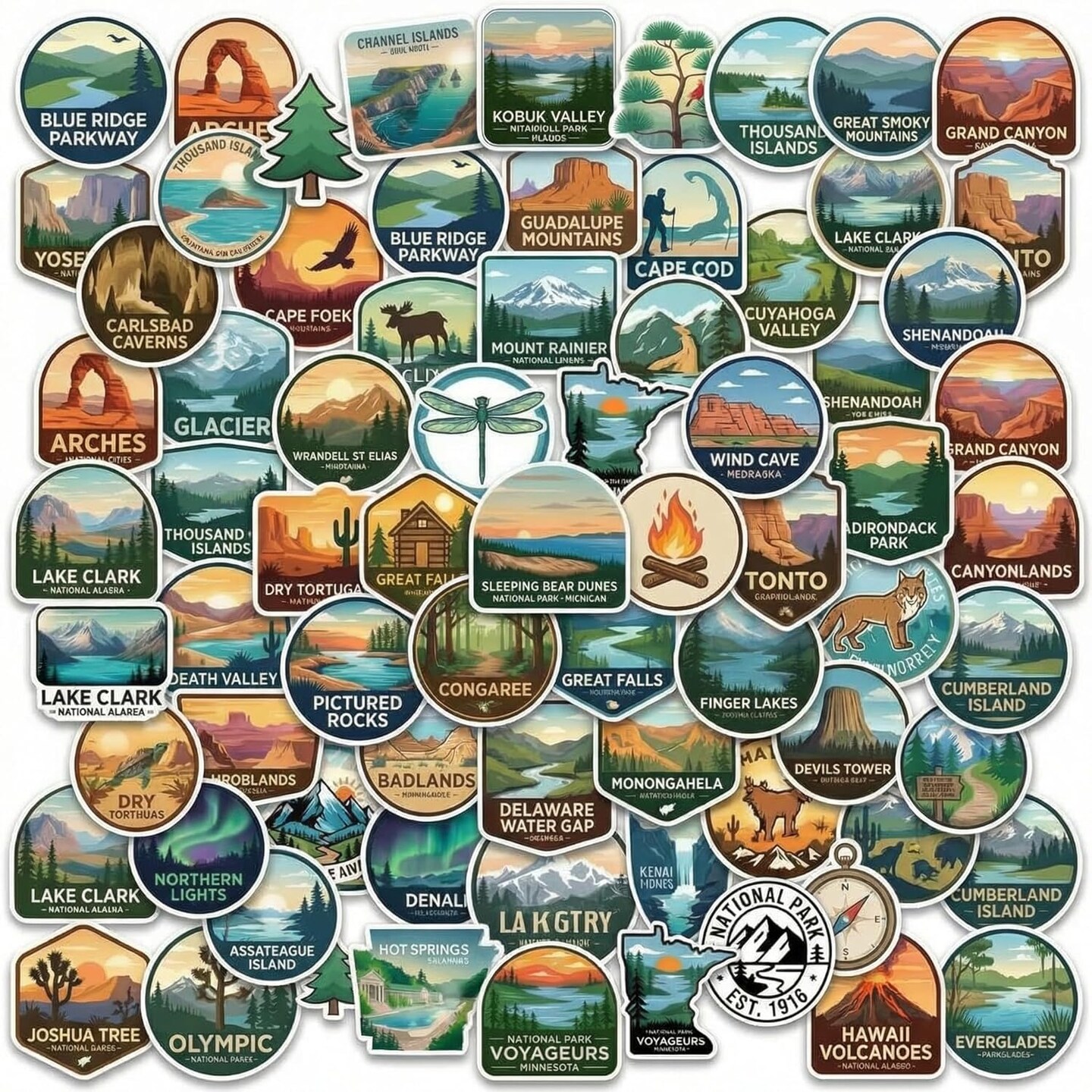 250PCS Nature Adventure Stickers Pack – Waterproof Vinyl Outdoor & Wildlife Stickers for Kids, Laptops, Water Bottles, Scrapbooks & Classroom Rewards