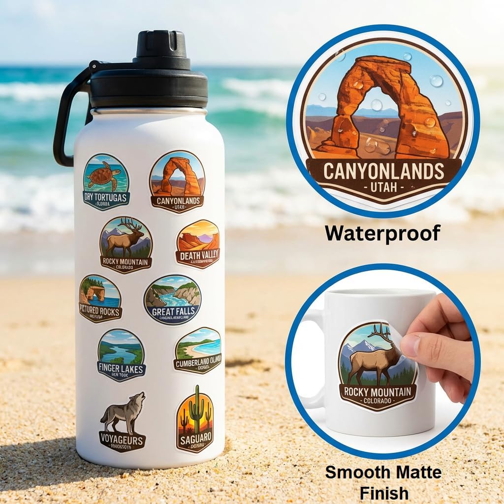 250PCS Nature Adventure Stickers Pack – Waterproof Vinyl Outdoor & Wildlife Stickers for Kids, Laptops, Water Bottles, Scrapbooks & Classroom Rewards