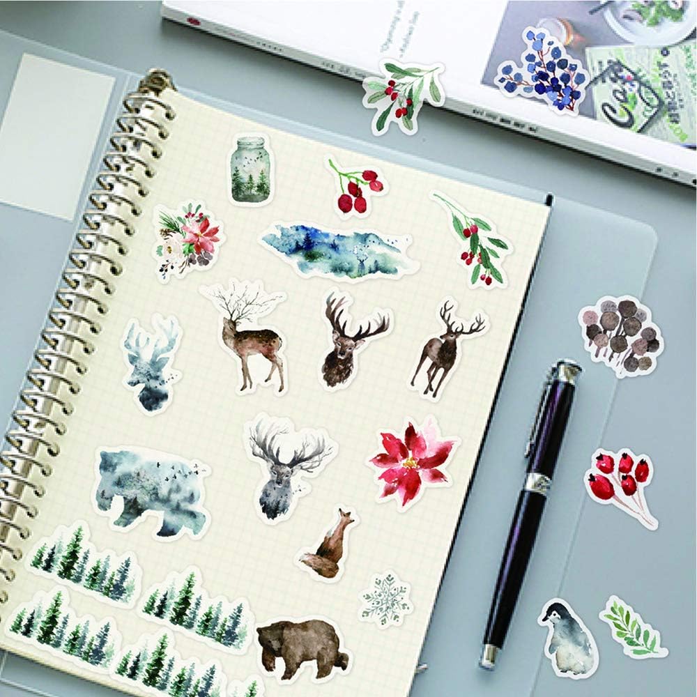 320PCS Watercolor Washi Stickers Set – Forest, Ocean Animals & Beach Aesthetic Stickers for Scrapbooking, Planners, Bullet Journals & DIY Crafts