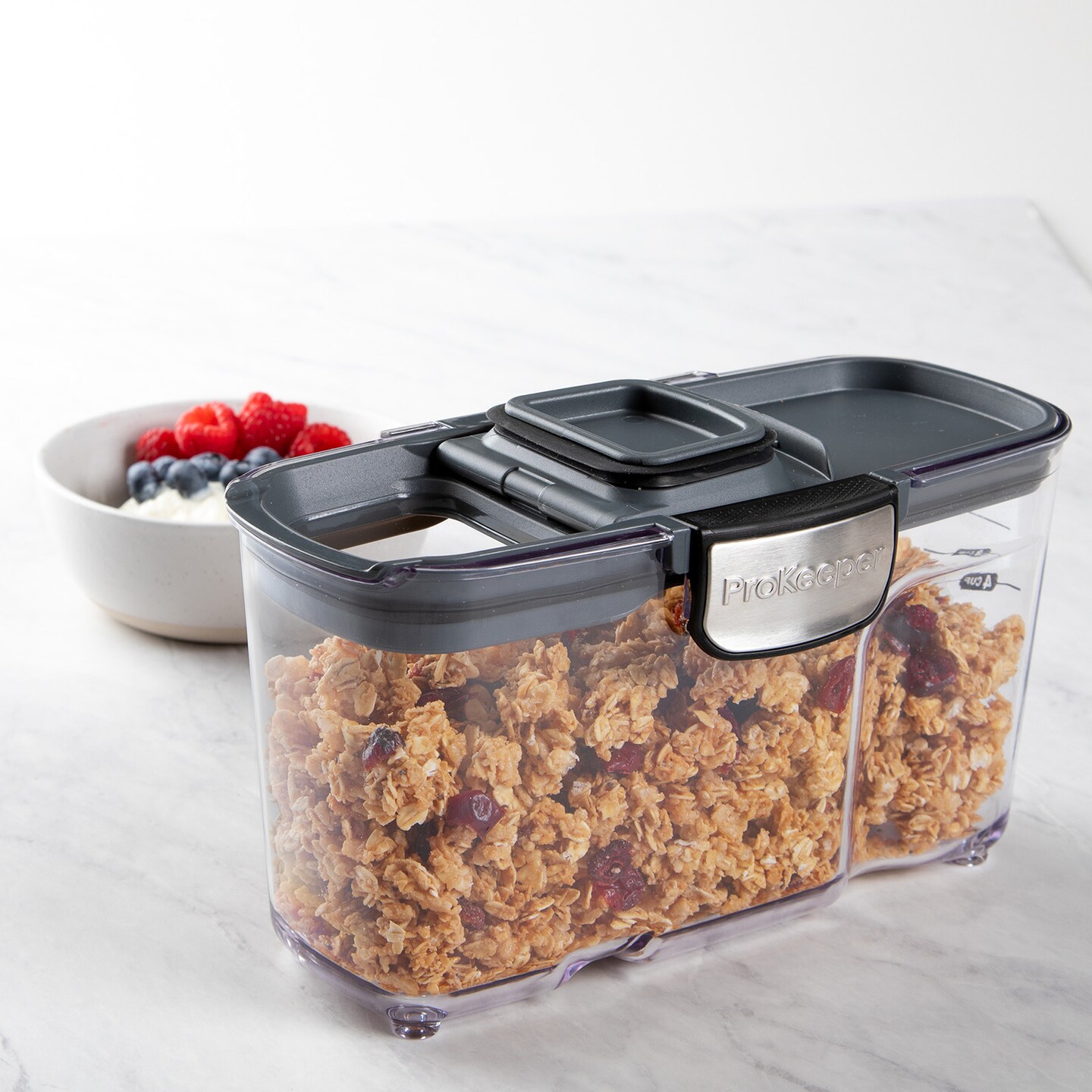 Progressive International ProKeeper+ Airtight Small Cereal Storage Container, Clear Plastic