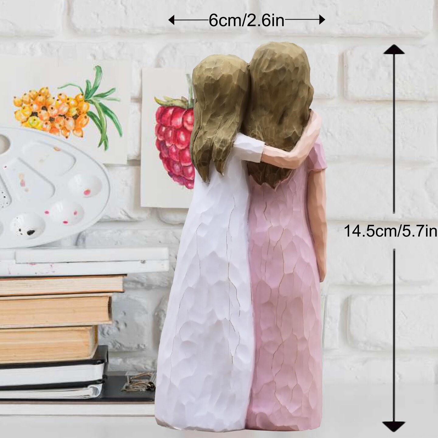 Mother Daughter Gift, Birthday Gifts for Mom from Daughter, Sculpted Hand-Painted Figurine (Pink)