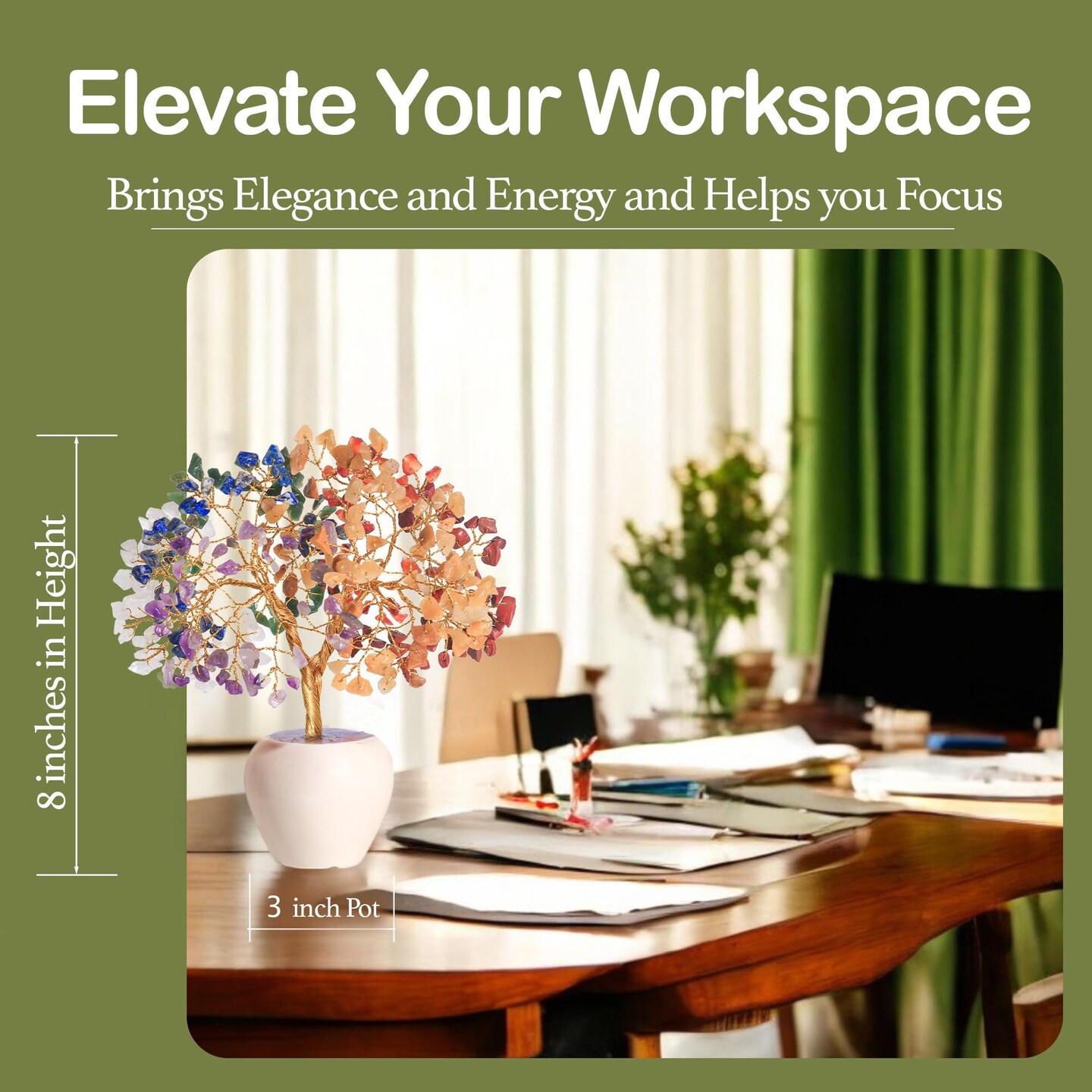 YATSKIA 7 Chakra Tree of Life Crystal for Positive Energy - Home Office Decor, Housewarming and Birthday Gifts for Women, Spiritual Healing Stones