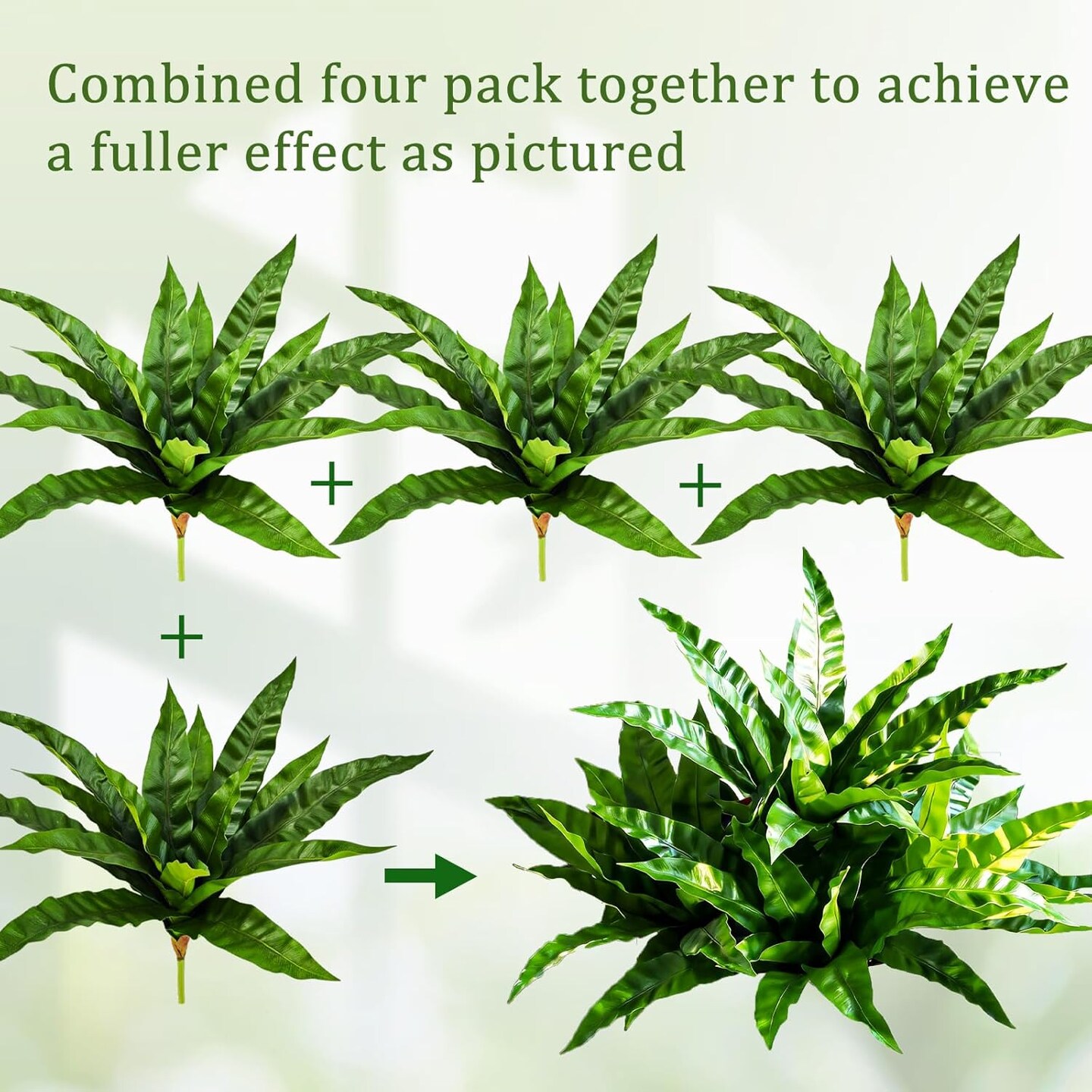 4pcs Artificial Ferns UV Resistant Faux Outdoor Plants 3D Real Touch Indoor Outdoor Decor