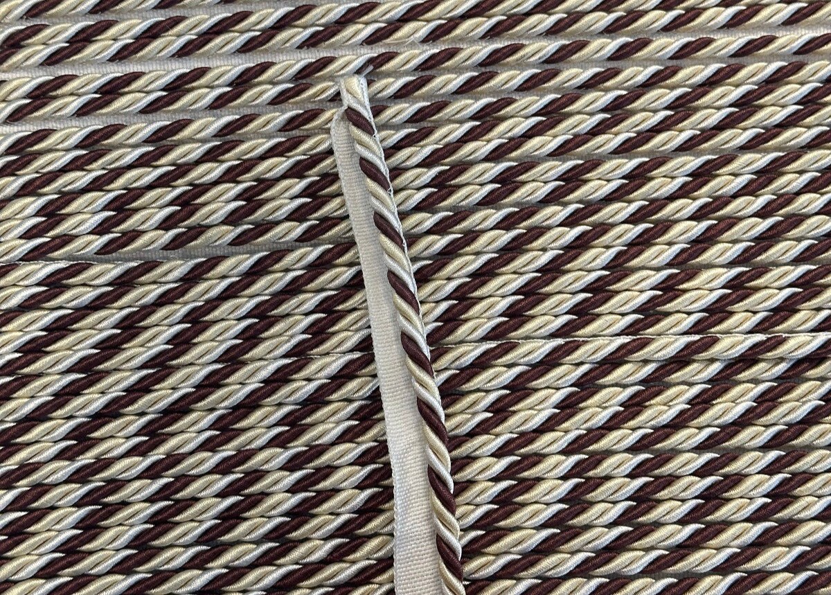1 Yard Brown Cream Beige Mini Trim Rope with Gimp for Drapery and Upholstery 1 Centimeter Wide